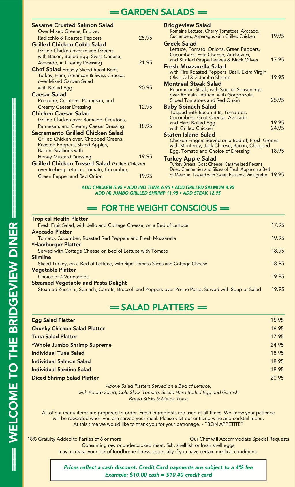 Full Menu — Bridgeview Diner